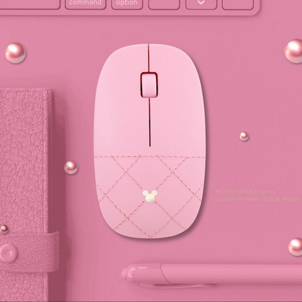 Luxury Faux Leather Mickey Mouse Wireless Optical Mouse - Fantasyusb