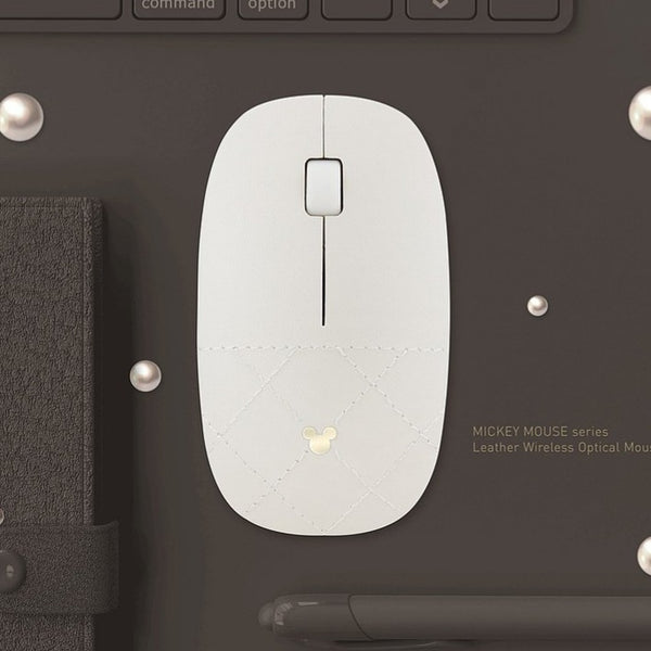 Luxury Faux Leather Mickey Mouse Wireless Optical Mouse - Fantasyusb